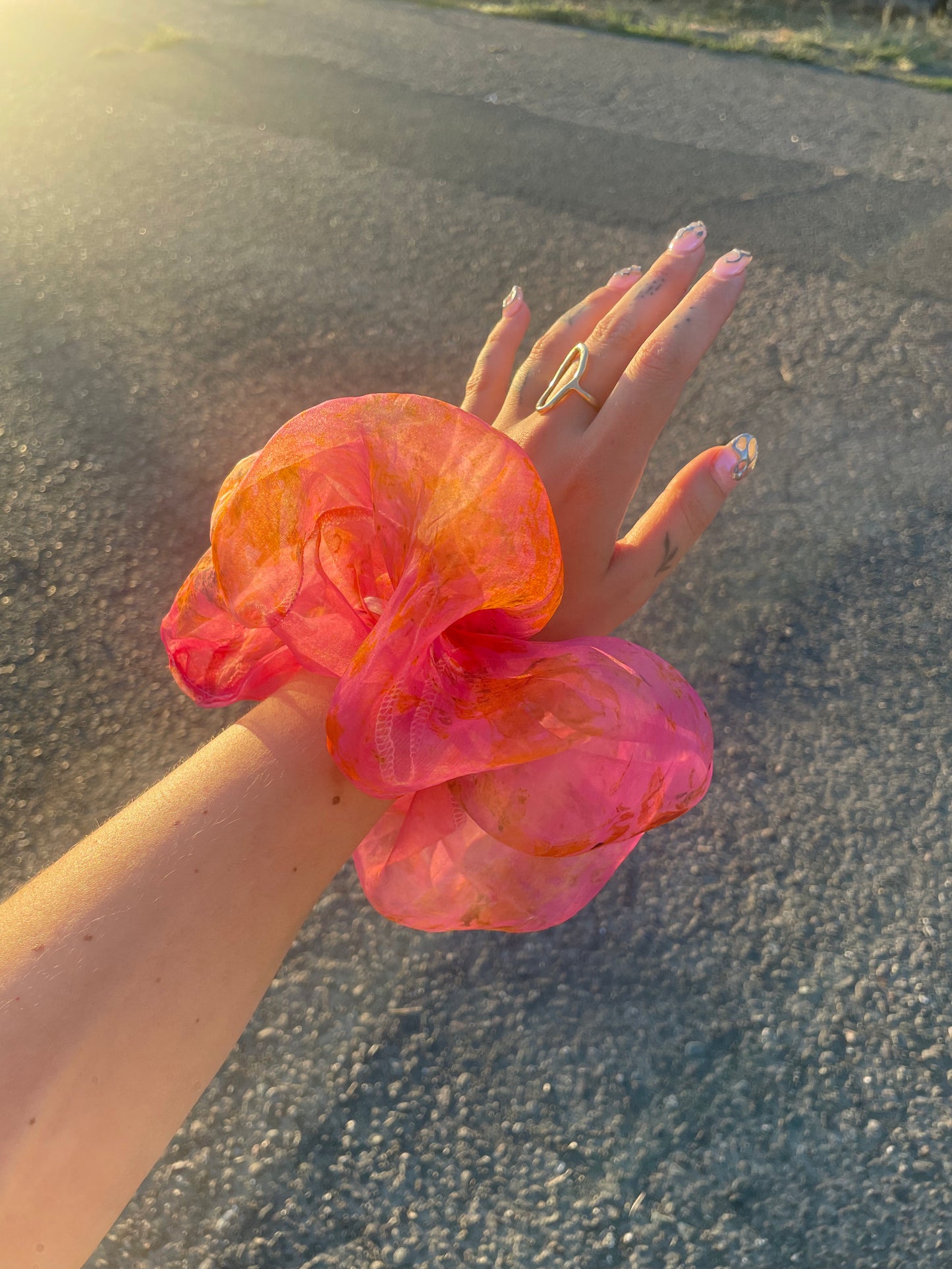 Plant Dyed Silk Organza Scrunchie