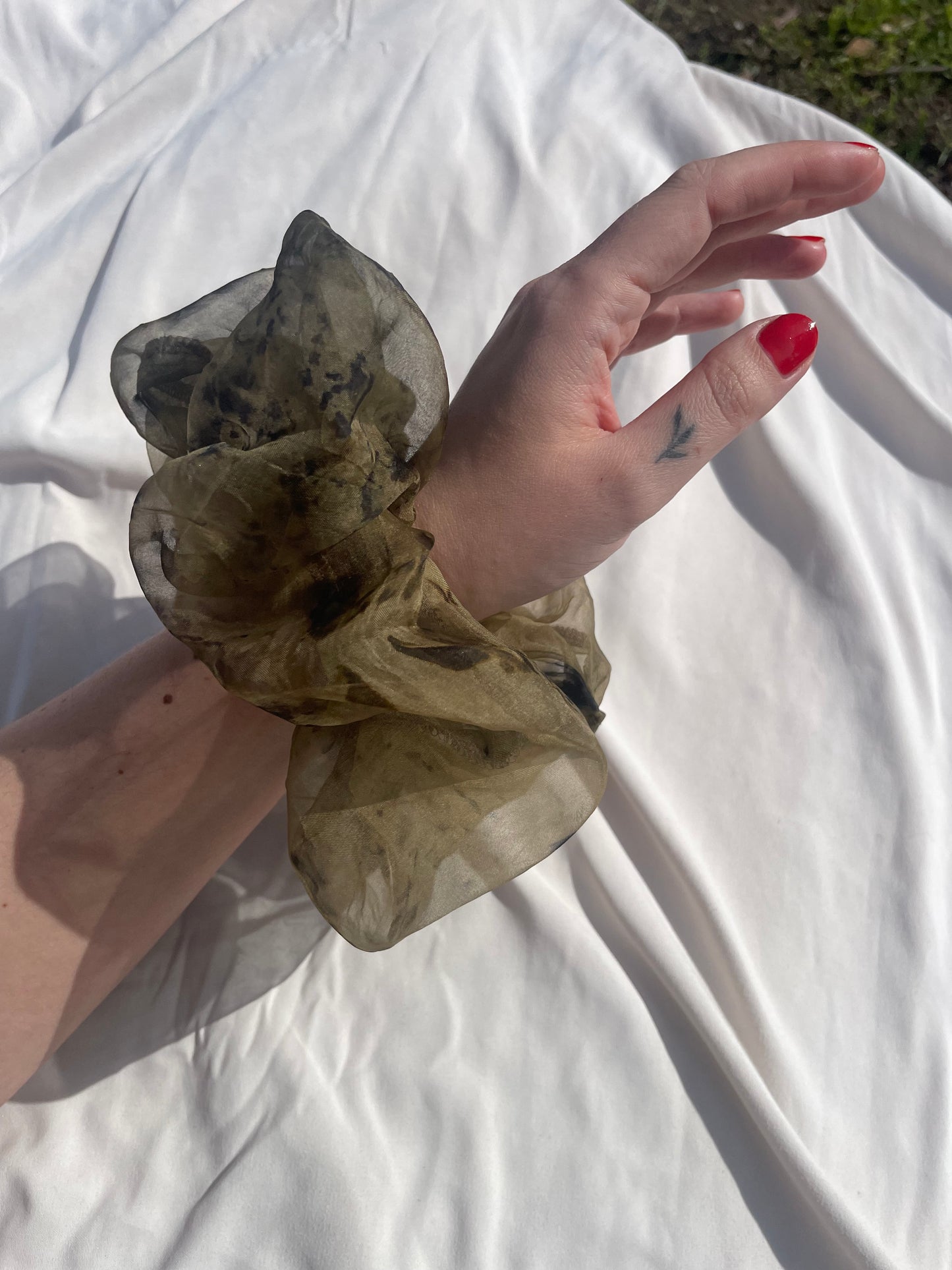 Plant Dyed Silk Organza Scrunchie