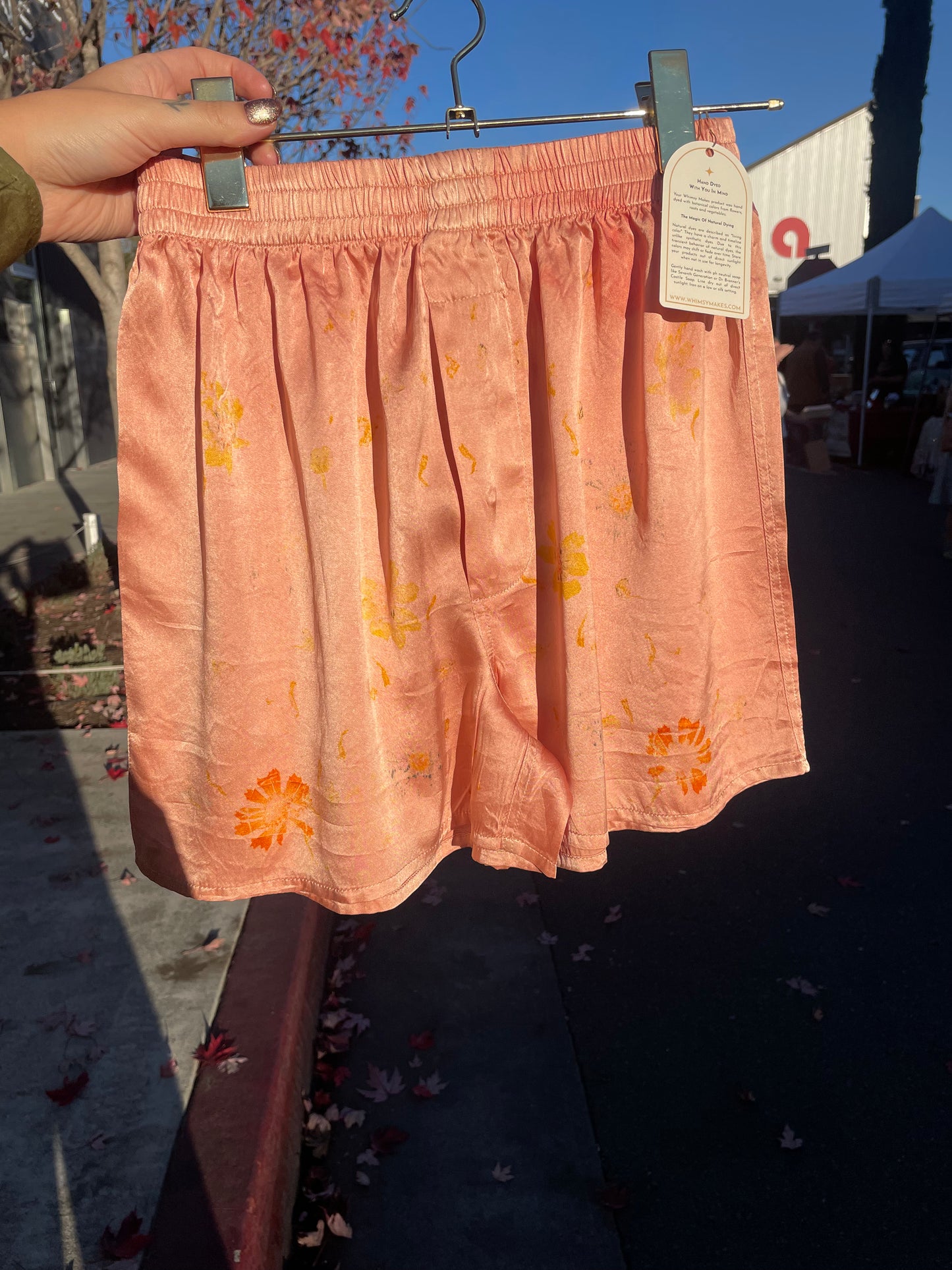 Silk Boxers - Black Walnut & Madder Root w/ Flower Eco Print