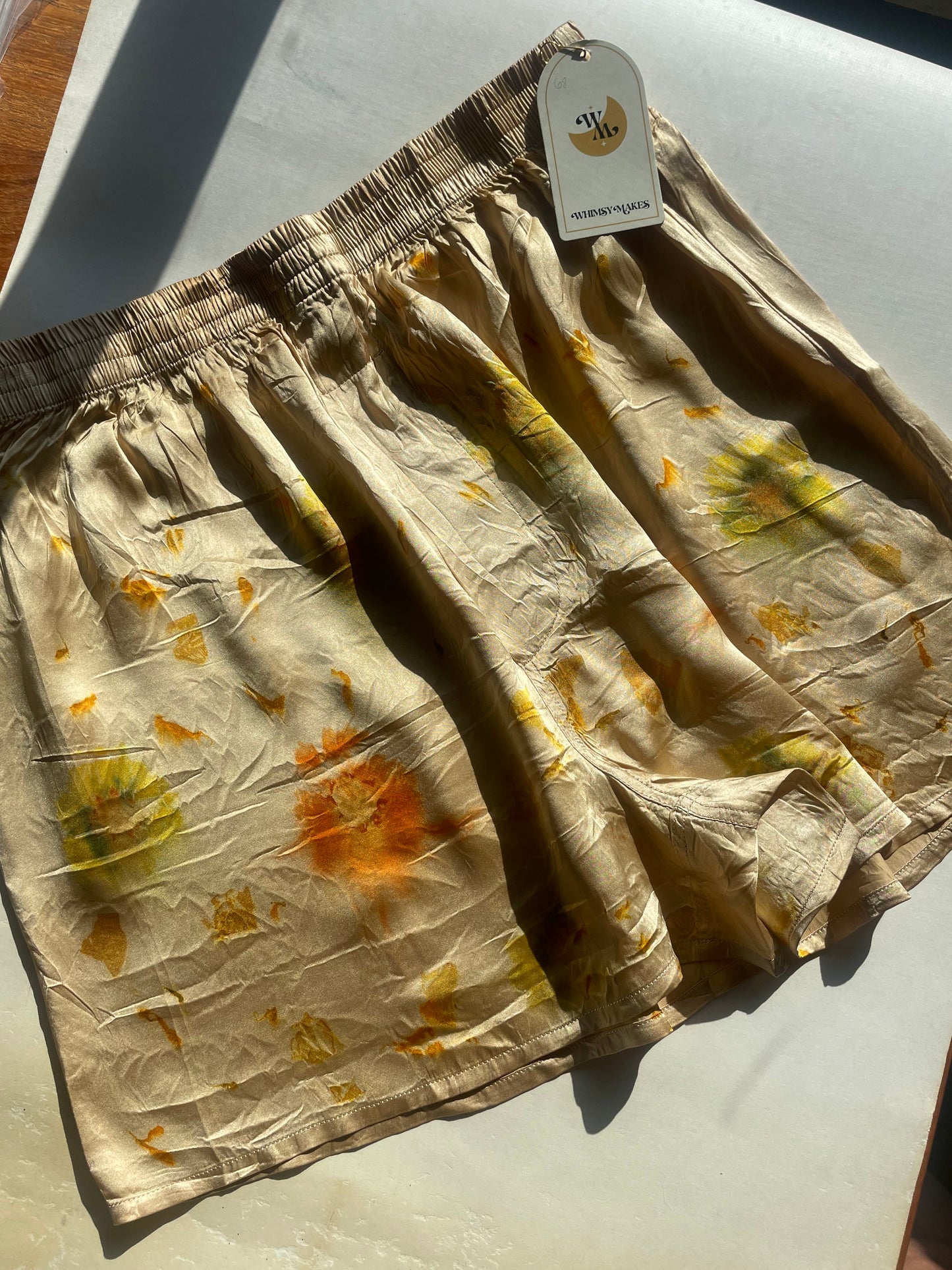Silk Boxers - Black Walnut & Madder Root w/ Flower Eco Print