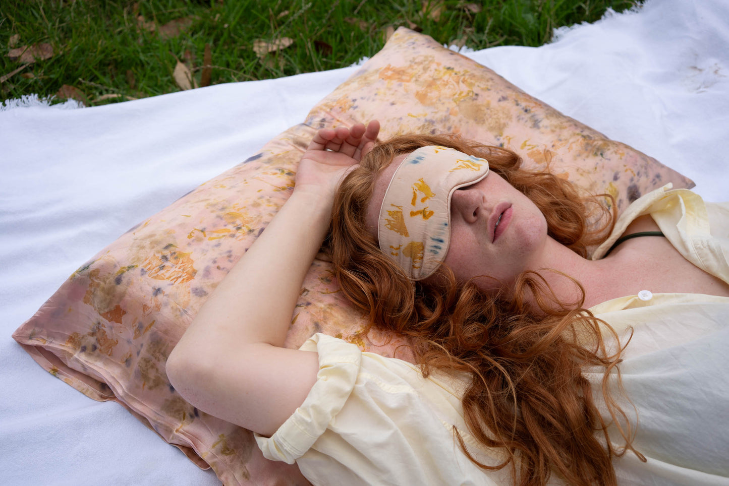 Silk Pillowcase Eye Mask Set Soft Madder Bundle Dye