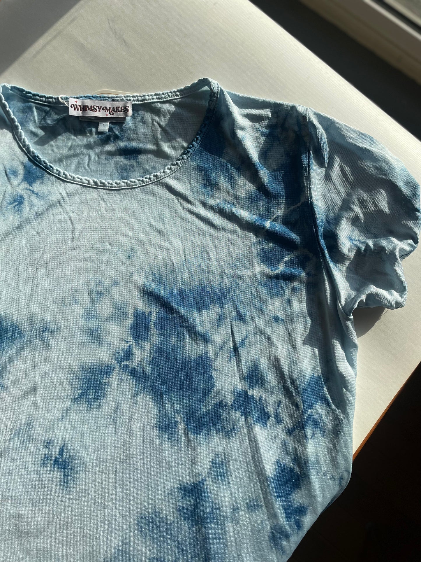 Silk Knit Indigo Shatter Tee Shirt