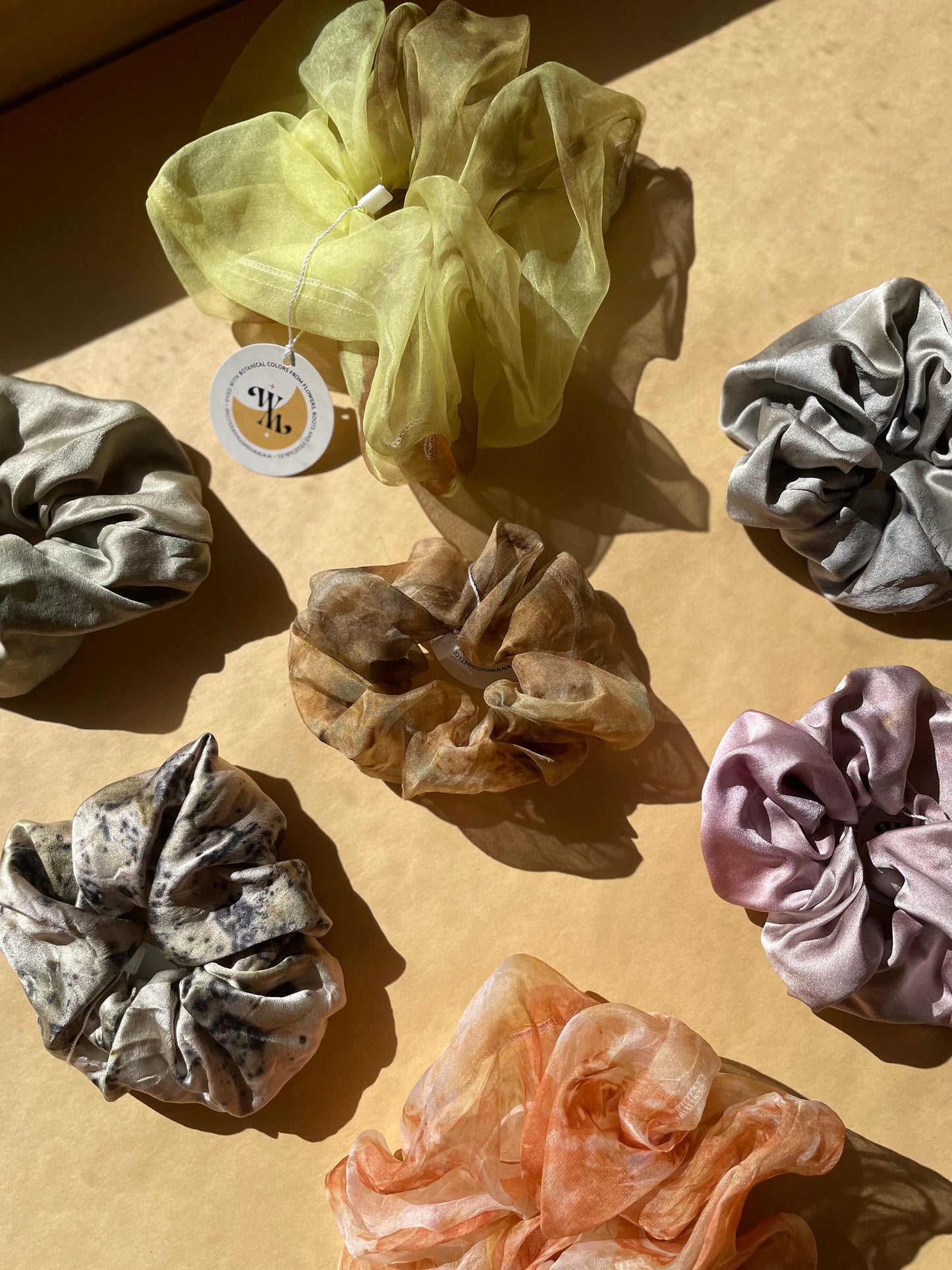 Plant Dyed Silk Organza Scrunchie