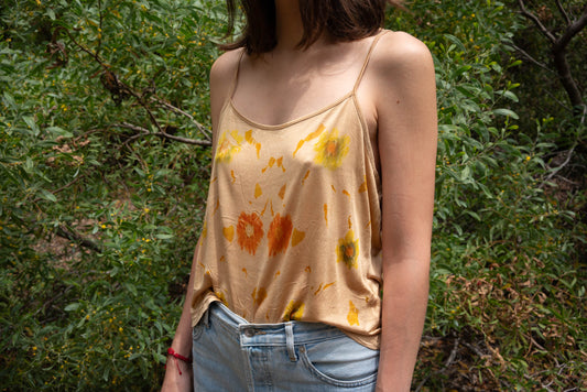 Silk Knit Cami - Black Walnut & Flower Eco Print