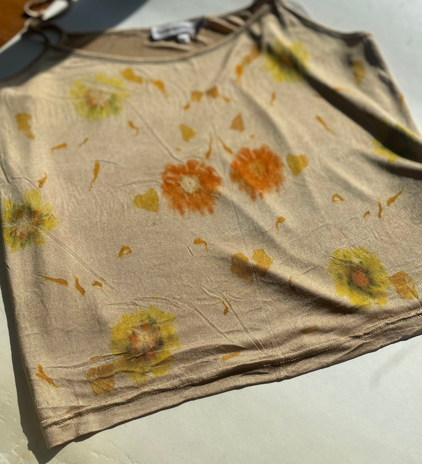 Silk Knit Cami - Black Walnut & Flower Eco Print